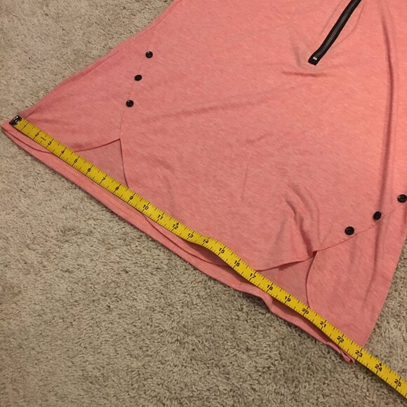 Coral Pink Womens Zipper + Button Punky Brewster Quirky Petal Hem A-line Tee XL - Picture 12 of 14